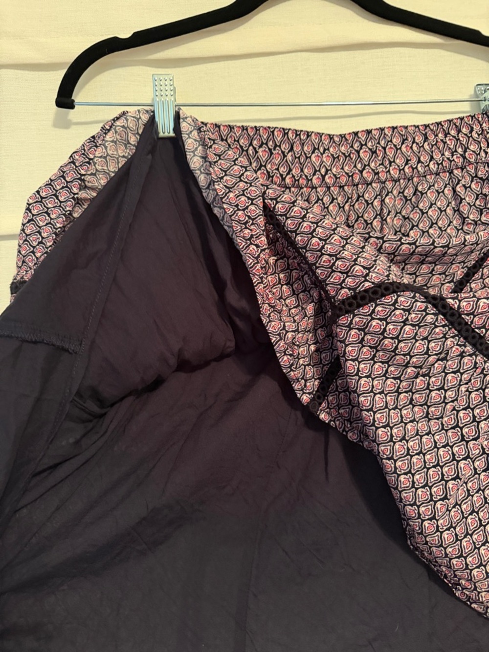 LOFT Pink Geometric Panel Skater Skirt with Black Trim - Picture 3 of 8